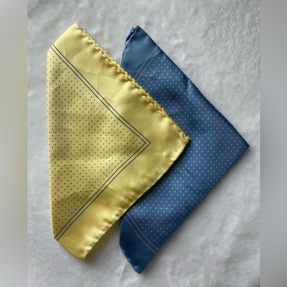 Tie Rack 100% Silk set of 2 Pocket Squares (Vintage-NWOT)